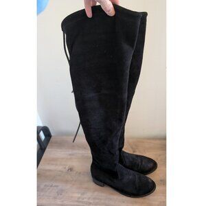 Stuart Weitzman Lowland Boots — Black Suede OTK Boots (Size 6)